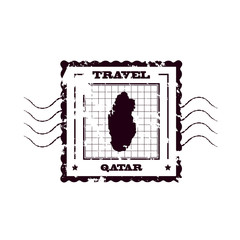 Rubber Stamp with Map of Qatar,vector illustration