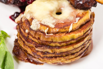 Delicious baked apple with cheese.