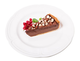 Chocolate cheesecake with hazelnuts.