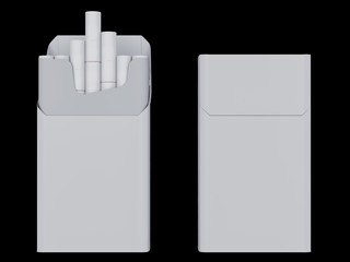 Open and close  pack of cigarettes isolated on a black  background