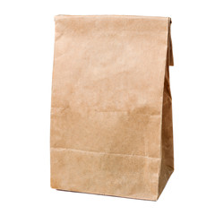 Recycled paper shopping bag isolated on white