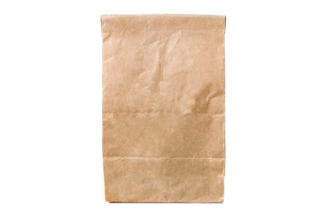 Recycled paper shopping bag isolated on white