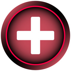 Obraz premium Icon red white plus