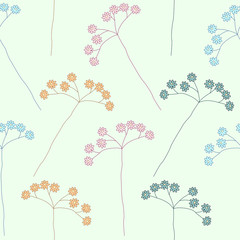 Floral seamless pattern with wild flowers of different colors