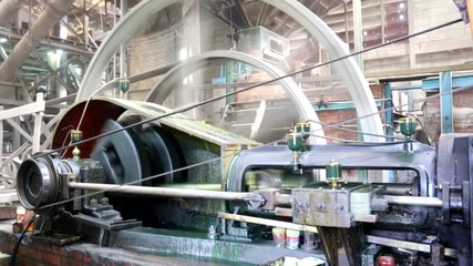 old steam power engine in farm factory