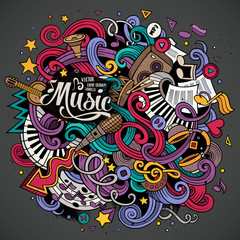 Cartoon hand-drawn doodles Musical illustration