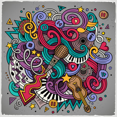Cartoon hand-drawn doodles Musical illustration