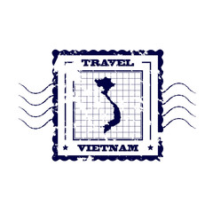 Rubber Stamp with Map of Vietnam,vector illustration
