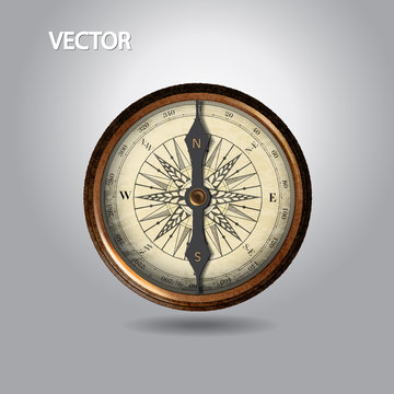 realistic image of  vintage isolated compass. vector illustration