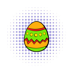 Colorful easter egg icon, comics style