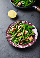 Sesame Seed Chicken with Green Asparagus and Sweet Peas