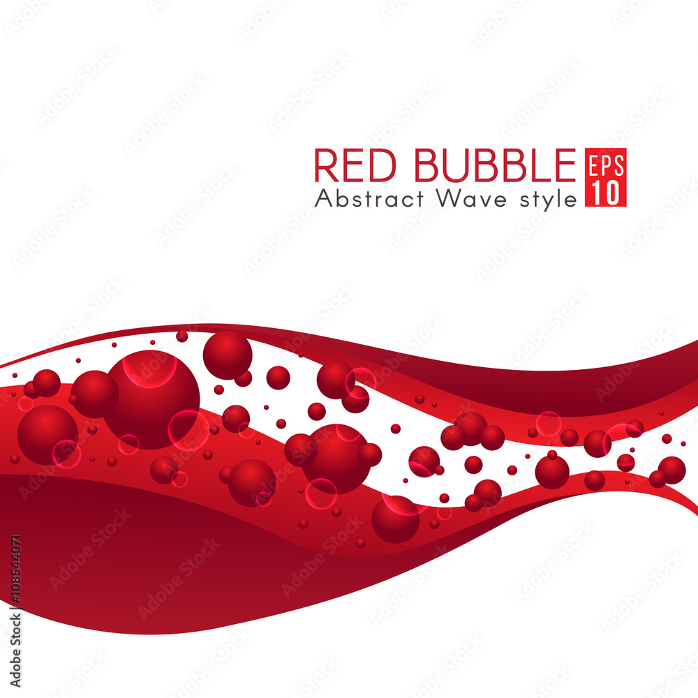 Poster red bubble and wave abstract art vector design