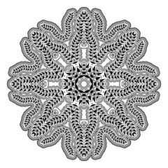 Circular ethnic ornament. Mandala monochrome