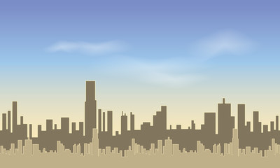 Seamless City. Silhouettes of of tall buildings against the blue sky.