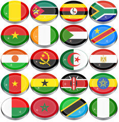 Set of icons. Flags of the Africa.   