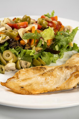Grilled chicken steak and vegetables