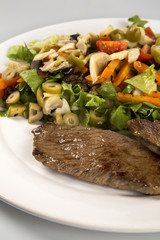 Grilled meat and vegetables