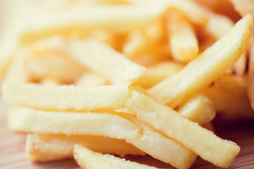 close up of french fries on table