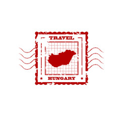 Rubber Stamp with Map of Hungary,vector illustration