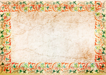 collection of vintage background. ancient wall with cracks. Art Nouveau ornament. 