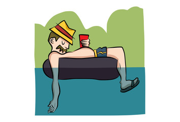 Tubing in the Summer – Illustration
