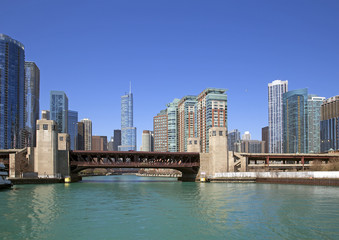 Naklejka premium River view of Chicago