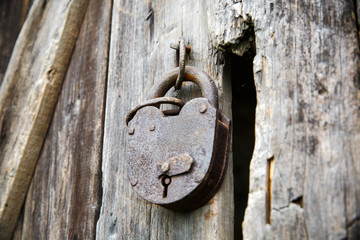 Old rusty padlock