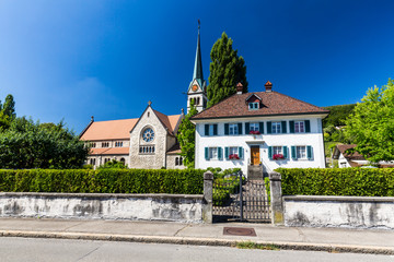 Exterior views of  the St. Sebastian Church of Wettingen