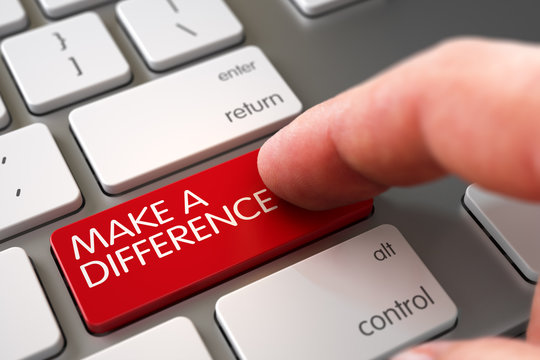 Make A Difference Concept - Modern Keyboard with Button. Finger Pressing a Modern Laptop Keyboard Keypad with Make A Difference Sign. Make A Difference Concept. 3D.