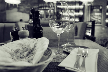 Monochrome still life restaurant