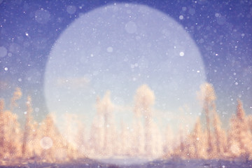 Naklejka premium blurred winter background with a circle for the text of nature
