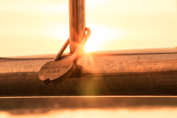Love Lock with sun behind