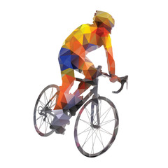 Naklejka premium Cycling. Abstract geometrical vector road cyclist on his bike