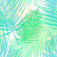 Fototapeta na wymiar light pattern with palm leaves