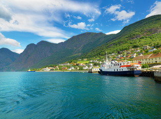 Aurland village. Aurlandsfjord,  Norway