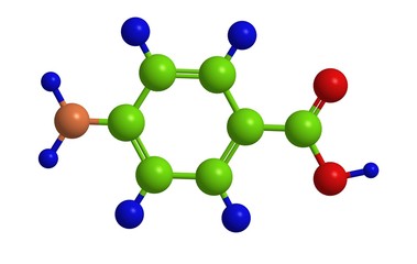 Molecular structure of 4-Aminobenzoic acid (vitamin B10)
