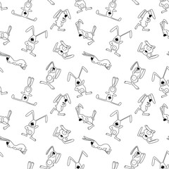 Simplicity seamless pattern with rabbits in doodle children's style