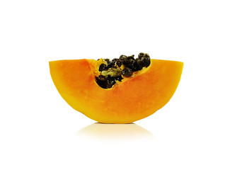 papaya close up isolated on white background