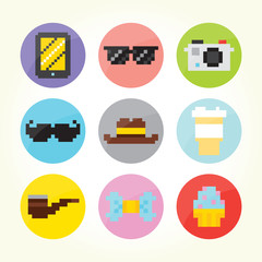 Hipster flat buttons set