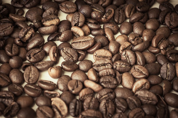 Coffee beans on a table