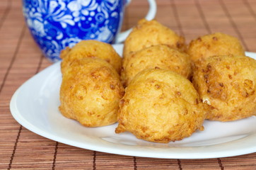 Donuts cottage cheese homemade closeup