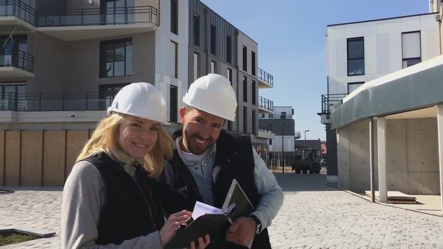 View of a Worker and enginner checking last details before delivery