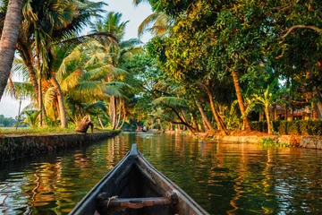Selbstklebende Fototapete Indien Kanufahren in den Backwaters von Kerala