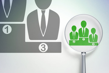 Law concept:  Business Team with optical glass on digital background