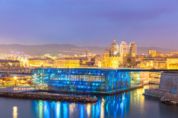 Marseille Saint Jean Castle and Cathedral de la Major and the Vieux port in France