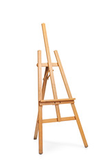 Vertical shot of an empty brown easel