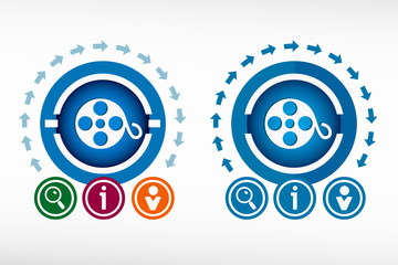 Film reel icon and creative design elements