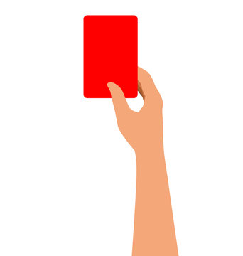 Hand Holding A Red Card Isolated On White Background