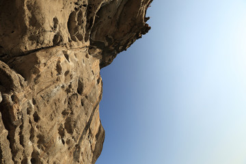rock for climbing under blue sky