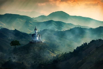 Foto op Plexiglas Boeddha Budha-afbeelding in de vallei van het donker